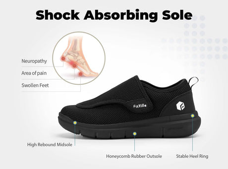 FitVille EasyTop Wings - Zapatillas para diabéticos para hombre, V2-5