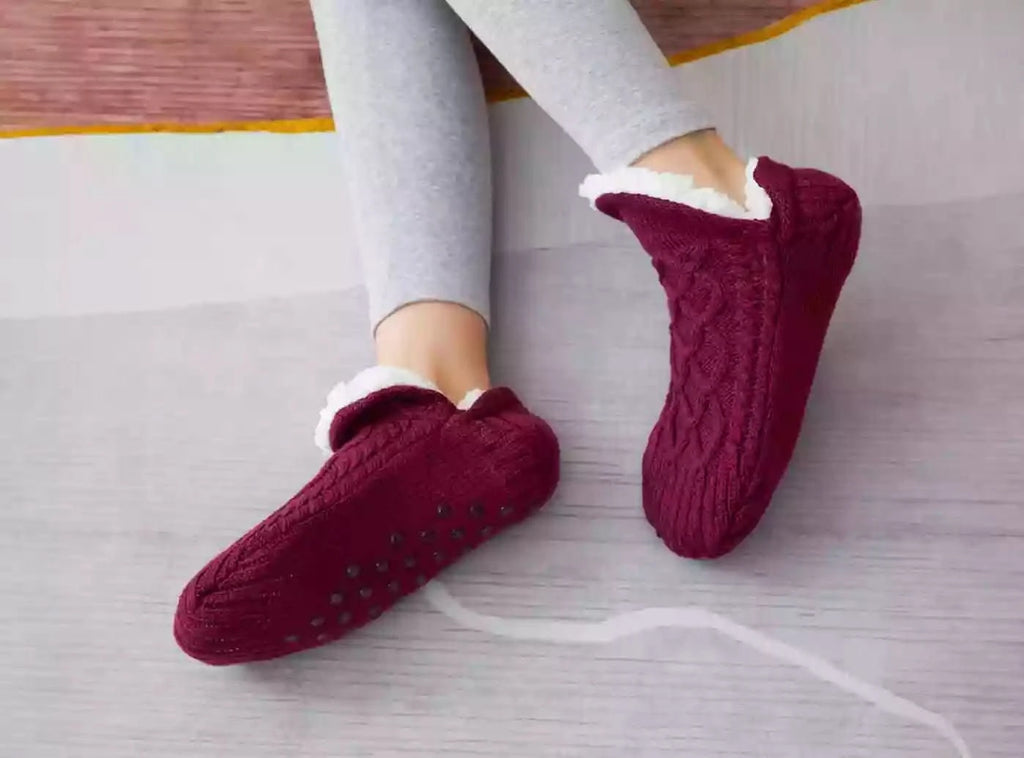 FitVille Fluffy Cozy Non - slip Slipper Socks (Unisex) - 9