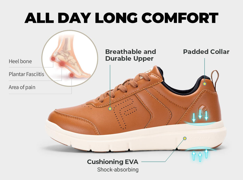 FitVille Men's BriskWalk Deluxe Lace - up Business Casual Sneaker V1 - 4