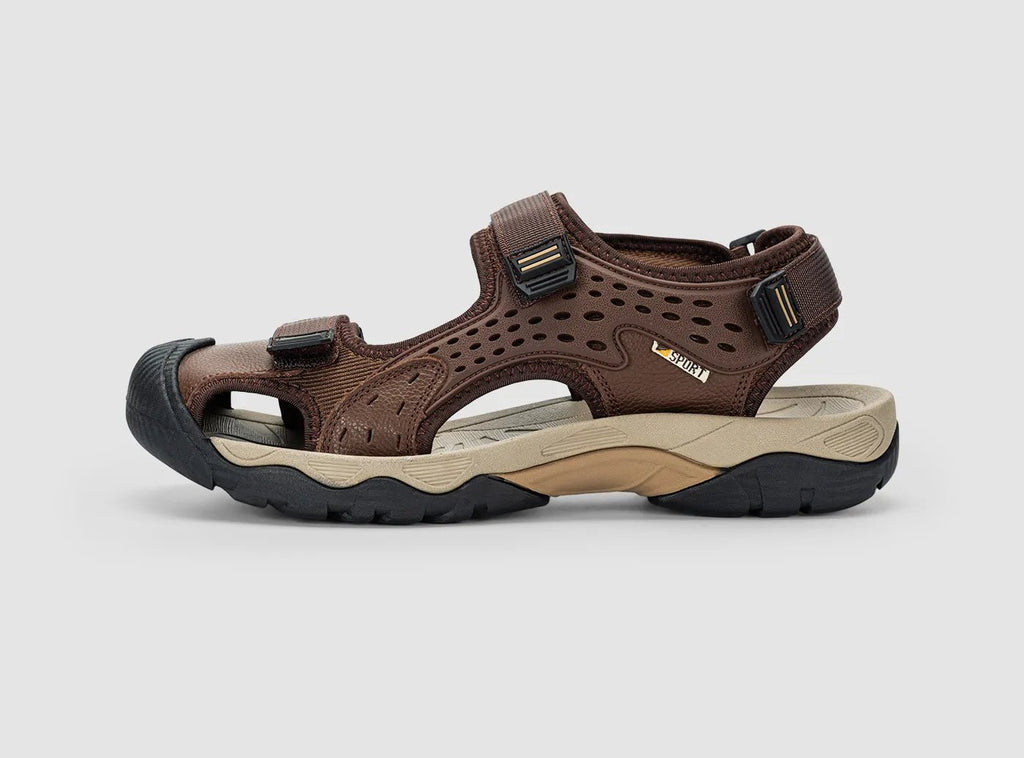 FitVille Men's Closed - Toe Outdoor Leather Sandals - 1