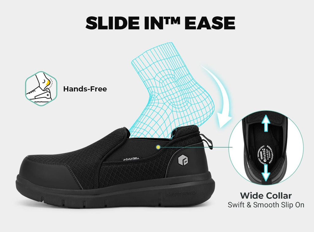 FitVille Men's Composite Toe Slip - On Safety Shoes V1 - 4