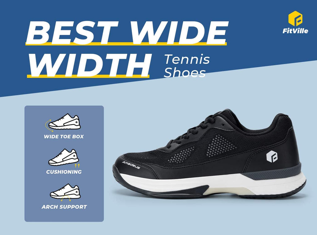 FitVille Men's Court Tennis Amadeus V2 White - Grey and Black - 9