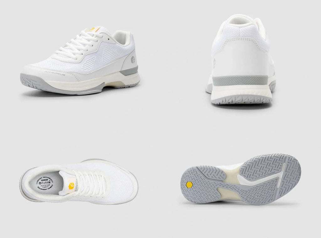 FitVille Men's Court Tennis Amadeus V2 White - Grey and Black - 6