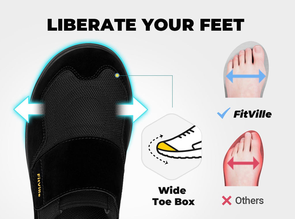 FitVille Men's EasyTop Diabetic Slipper V3 - 10