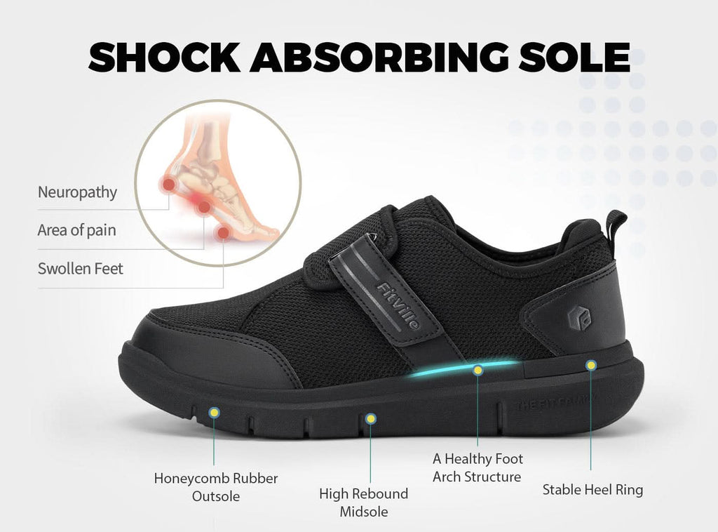 FitVille Men's EasyTop StrapEase Diabetic Shoes V10 - 21