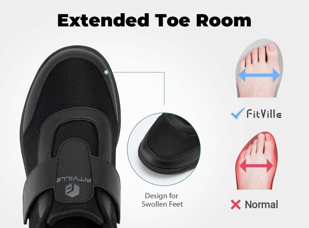 FitVille Men's EasyTop StrapEase Diabetic Shoes V4 - 11