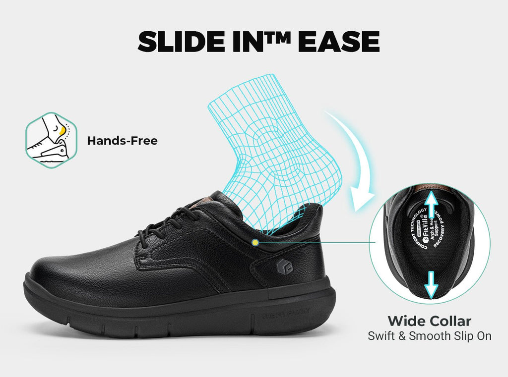 FitVille Men's EasyWalk Slip - On Dress Shoes V2 - 14