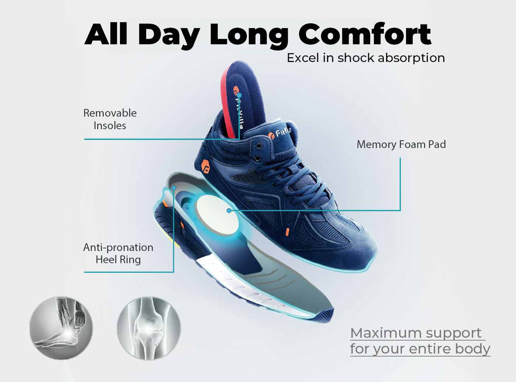 FitVille Men's High - top Rebound Core Walking Shoes V4 - 4