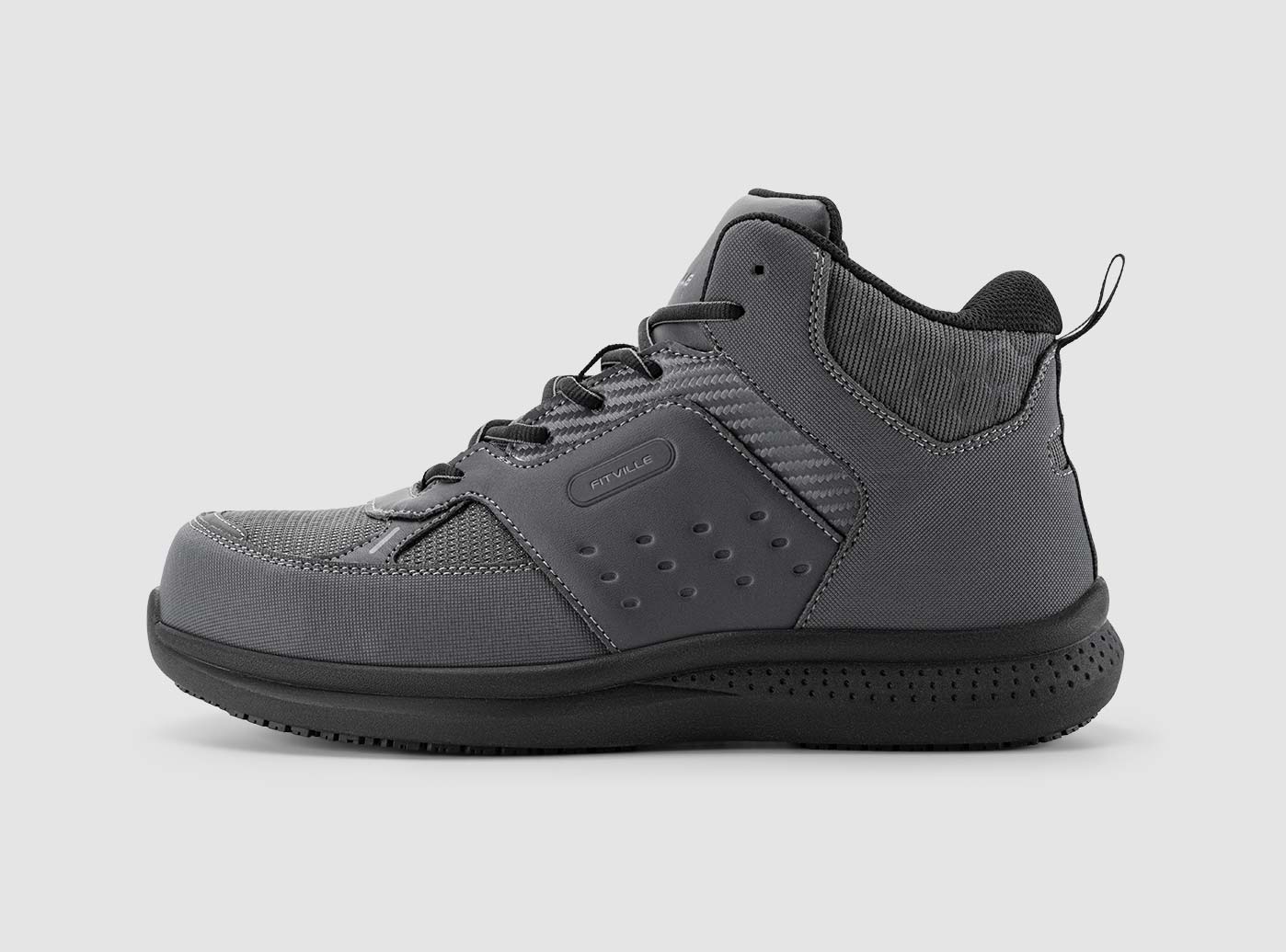 FitVille Men's Extra Wide Work Boots Steel Toe Safety Shoes Non-Slip