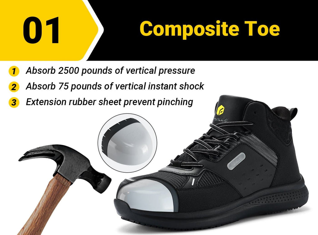 FitVille Men's High - top SteelCore Work Boots V2 - 10