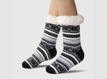 FitVille Men's Non - Slip Fuzzy Slipper Socks - 6