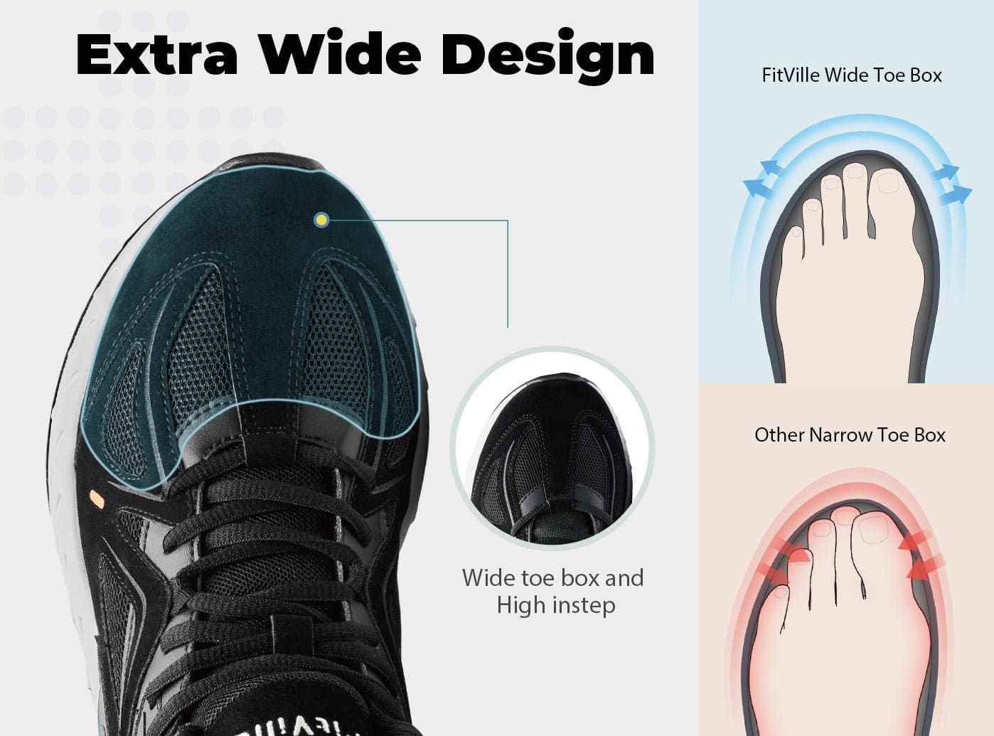 Men's Wide Walking Shoes Rebound Core | FitVilleUK
