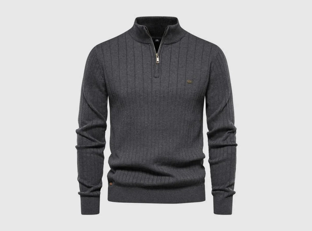 FitVille Men's Stand Collar Sweater Pullover - 3