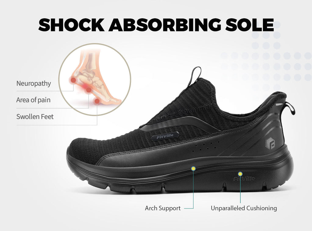 FitVille Men's Step Ease Slip - On Walking Shoes V2 - 12