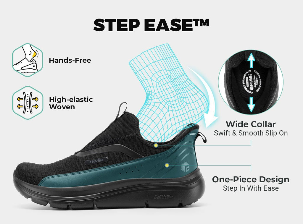 FitVille Men's Step Ease Slip - On Walking Shoes V2 - 22