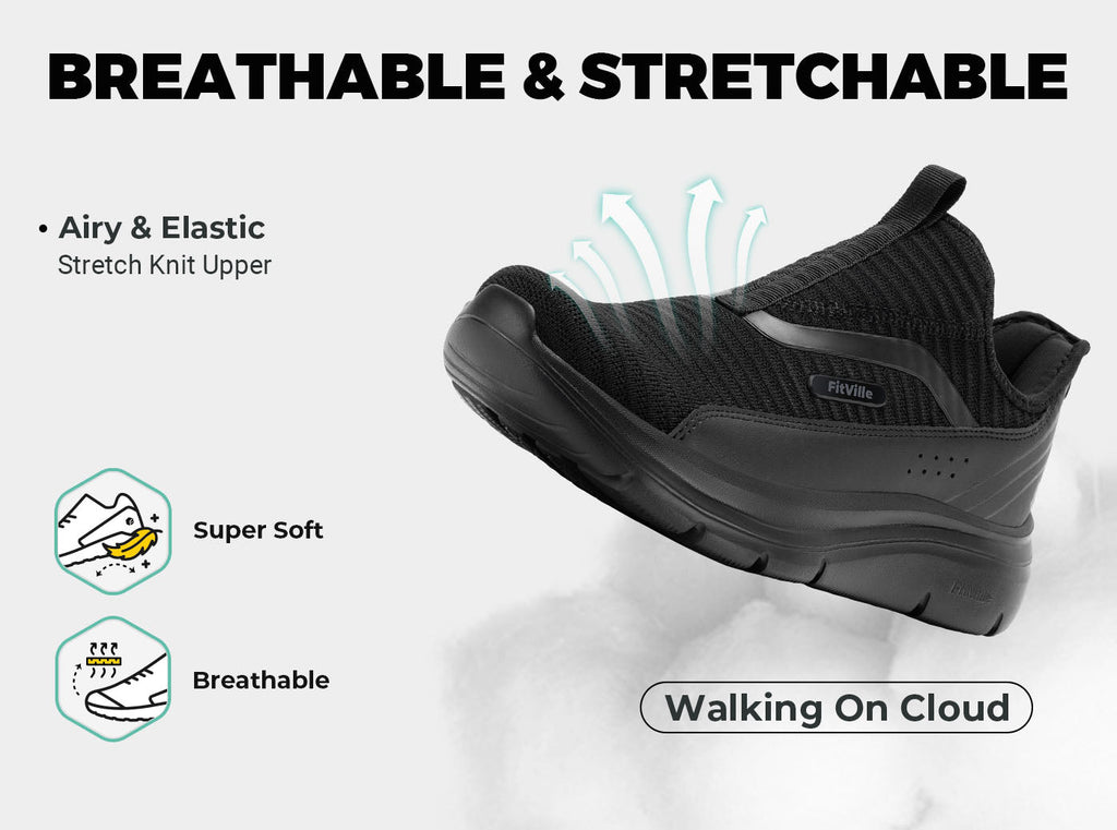 FitVille Men's Step Ease Slip - On Walking Shoes V2 - 6