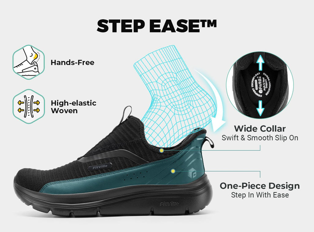 FitVille Men's Step Ease Slip - On Walking Shoes V2 - 4