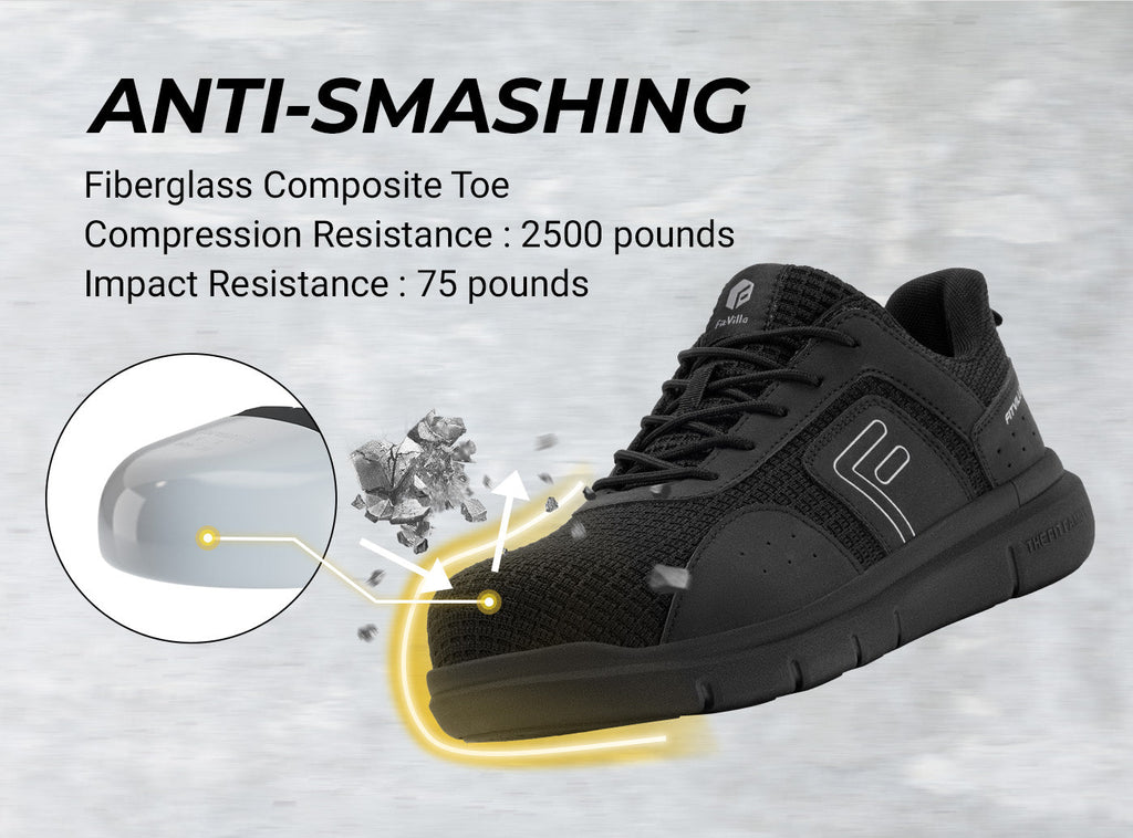 FitVille Men's TitanToe Composite Toe Slip - Resistant Sneaker V1 - 12