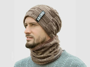 FitVille Men's Winter Beanie Hat and Scarf Set - 1