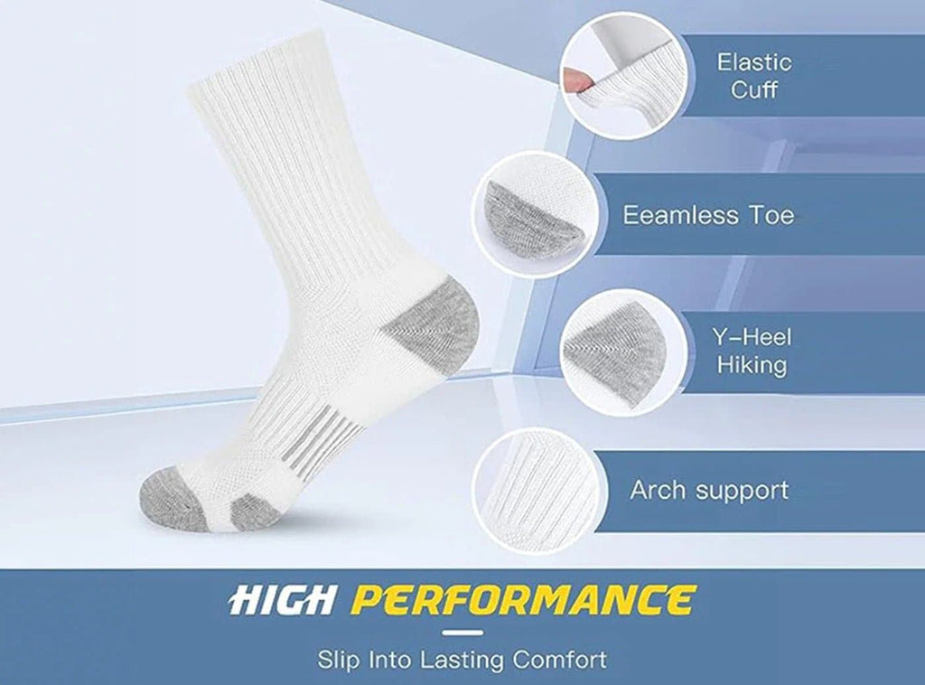 FitVille SportStep Athletic Mid Socks 5 - Pair Bundle (for Men) - 10