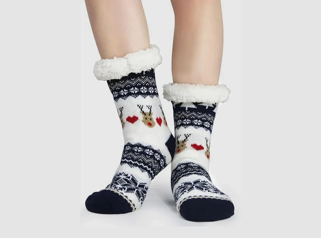 FitVille Women's Fur - lined Christmas Floor Socks - 2