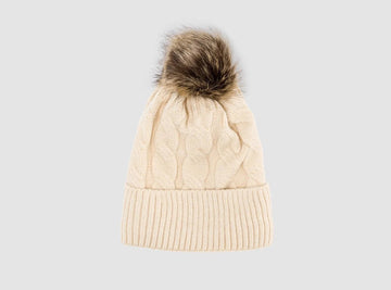 FitVille Women's Knit Beanie with Faux Fur Pom Pom - 1