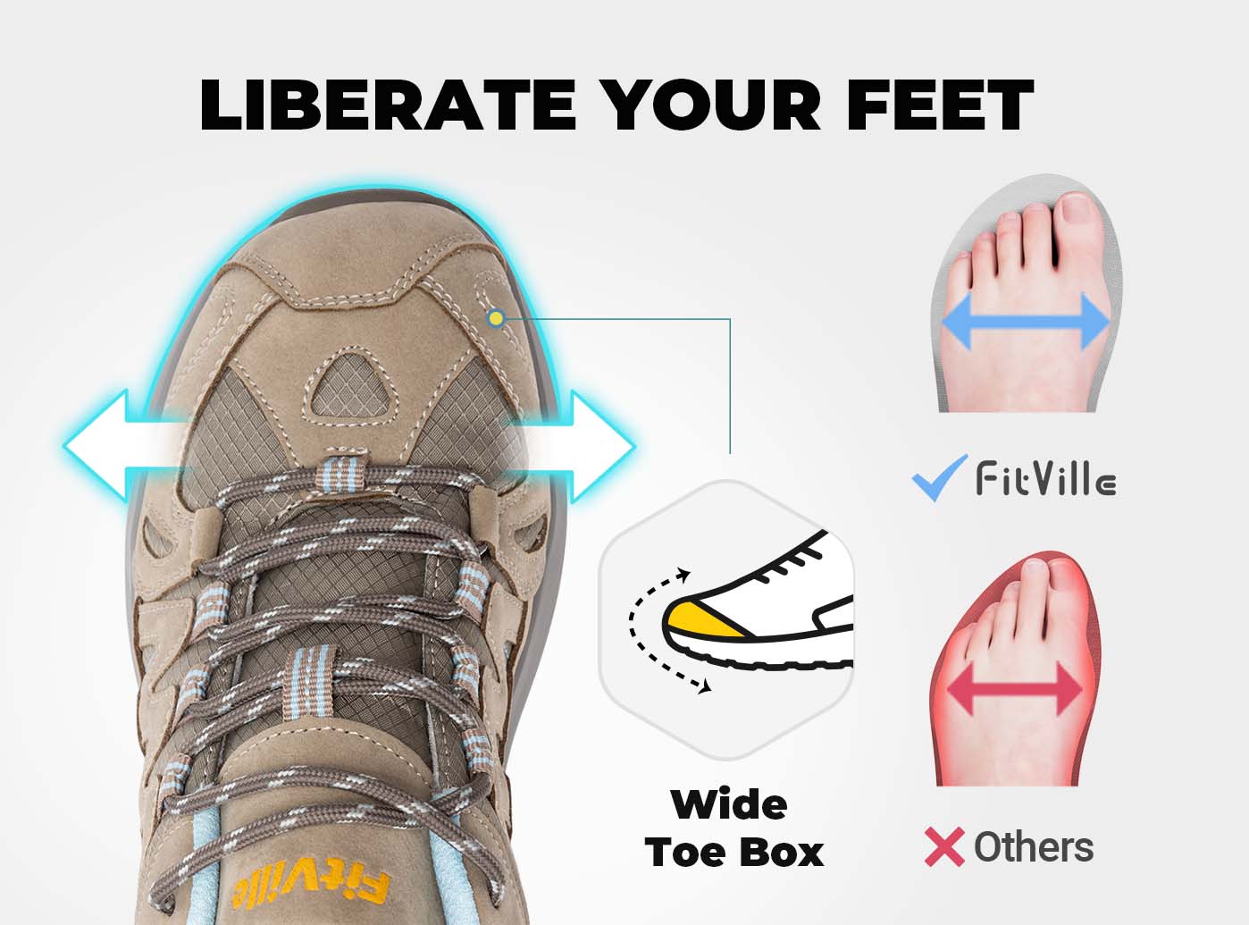 FitVille Women's Low-Top Sturdy Core Hiking Shoes V3 Outdoor