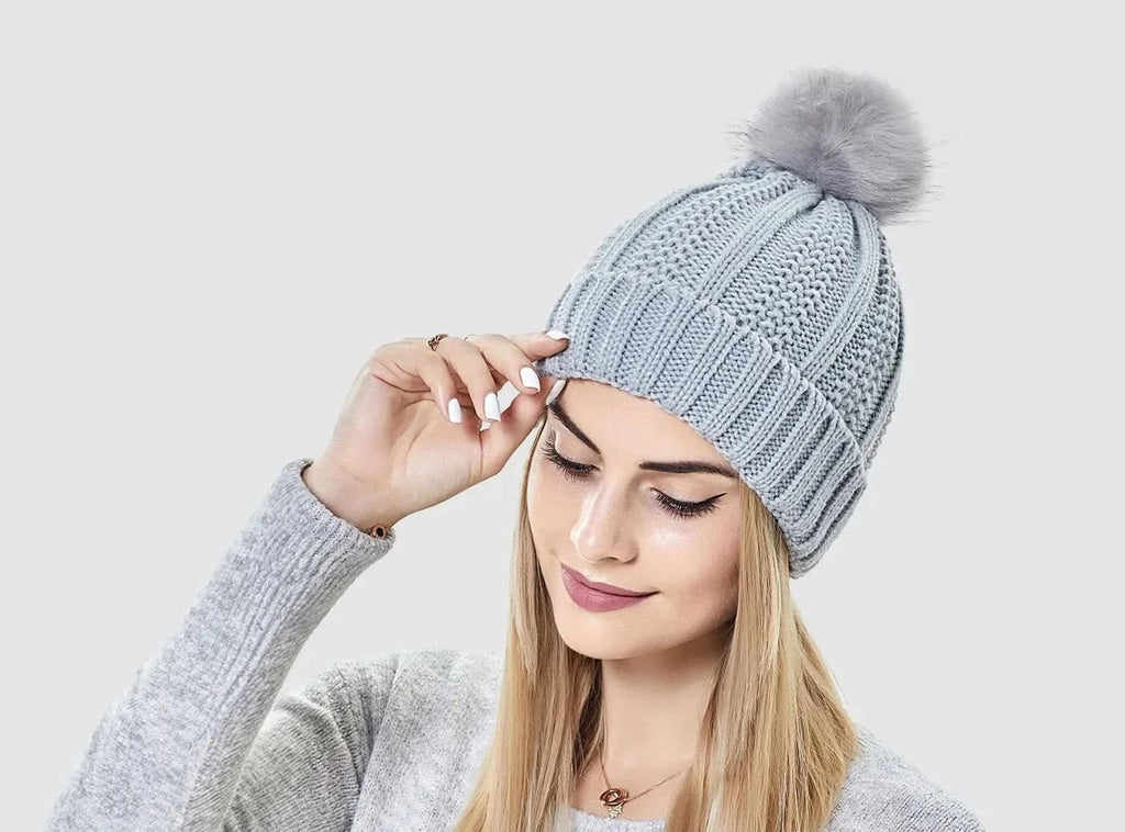 FitVille Women's Pom - Pom Knit Beanie - 3