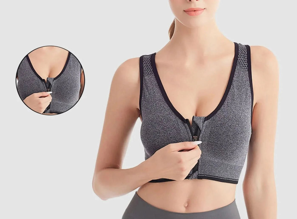 FitVille Women's Zip Front Sports Bra - 1